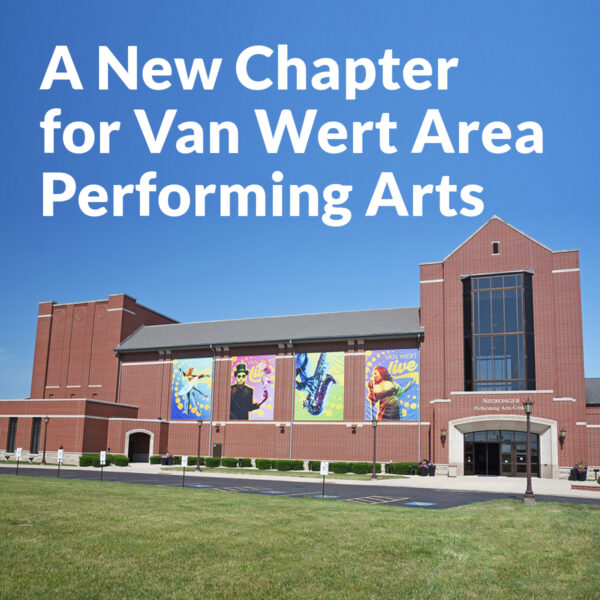 New Chapter Announcement Graphic with Niswonger Performing Arts Center building in background